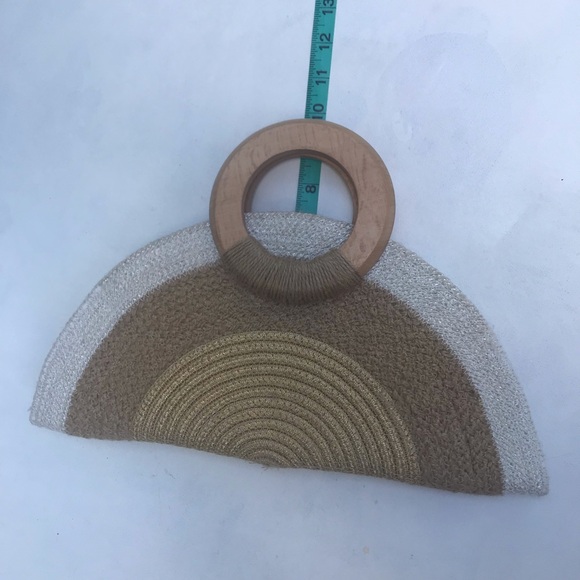 Natural Boho Crossbody Half Moon Taco Shaped Bag Summer Fun Bag - Picture 13 of 14